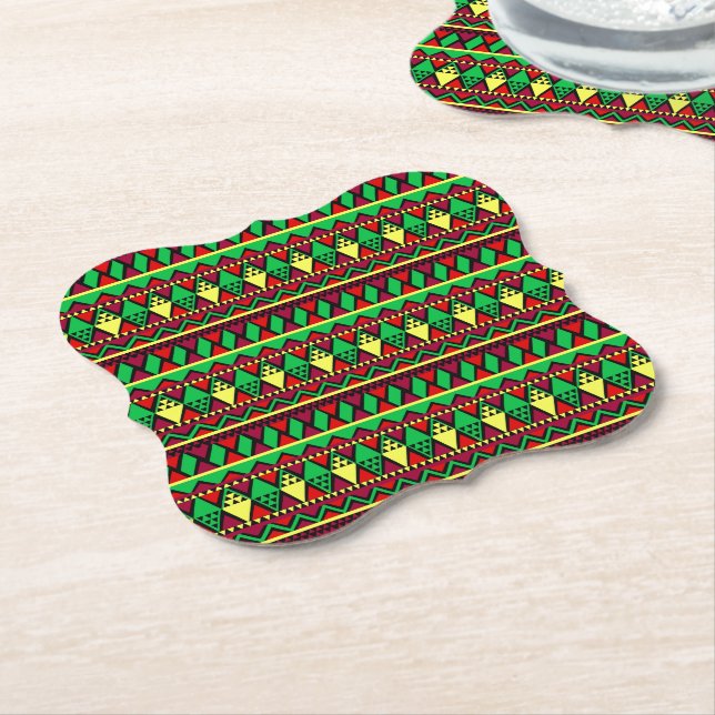 Matching Kwanzaa Yellow Red Black Green Paper Coaster (Angled)