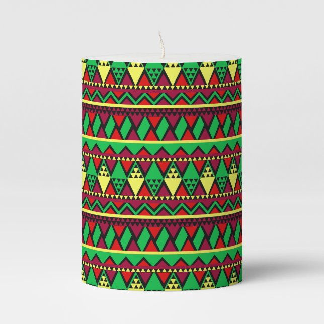 Matching Kwanzaa Yellow Red Black Green Short Pillar Candle (Front)
