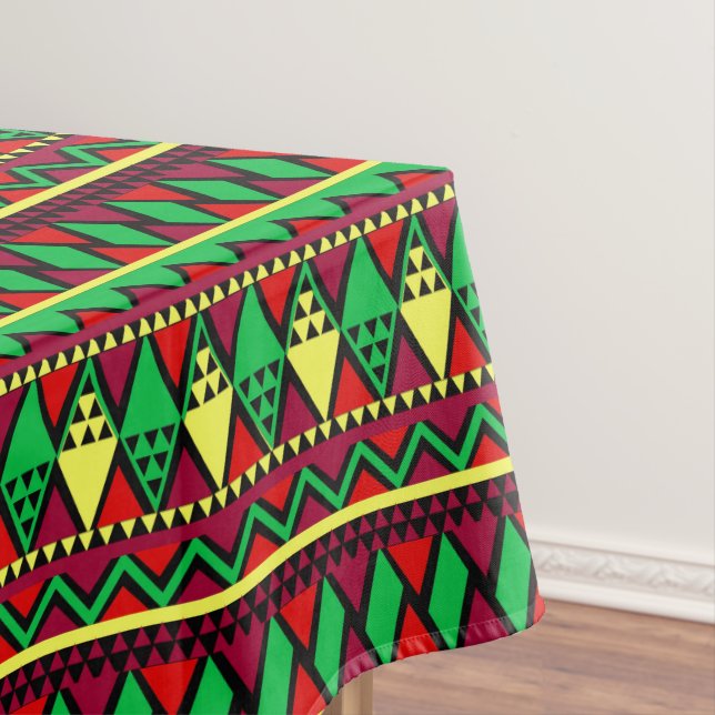 Matching Kwanzaa Yellow Red Black Green Tablecloth (In Situ)
