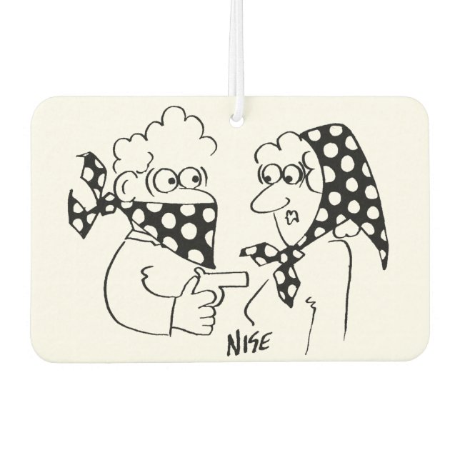 Matching Mask and Head Scarf Robbery Cartoon Air Freshener (Front)