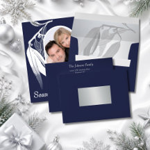 Matching Navy Silver Foil Eucalyptus Christmas