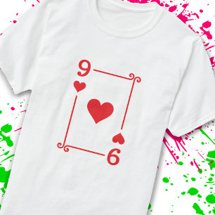 Matching Nine Hearts Suit Playing Cards Modern 9 T-Shirt