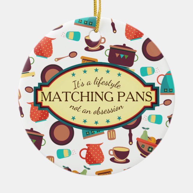 Matching pans obsession cooking Christmas ornament (Front)