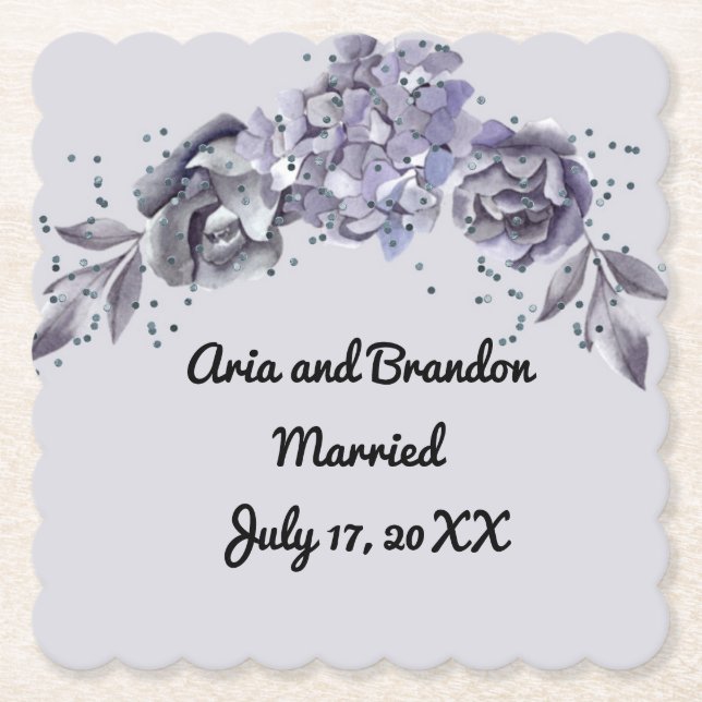 Matching Paper Coasters for Wedding in Slate Blue (Front)