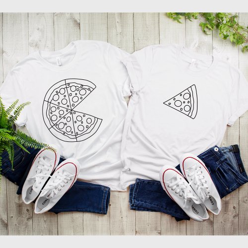 Matching Pizza Slice Funny Couple White T_Shirt