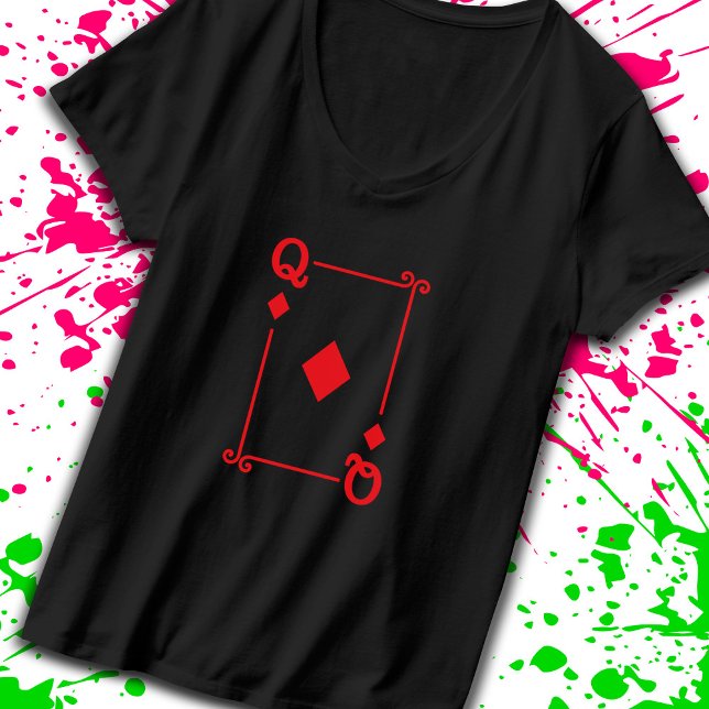 Matching Queen Diamonds Suit Playing Cards Modern T-Shirt (Creator Uploaded)