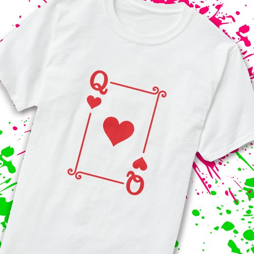 Matching Queen Hearts Suit Playing Cards Modern T_Shirt
