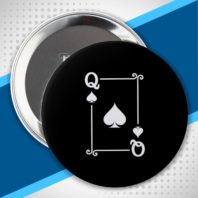 Matching Queen Spades Suit Playing Cards Modern Button (Creator Uploaded)