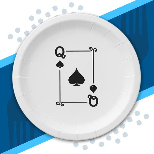 Matching Queen Spades Suit Playing Cards Modern Paper Plates