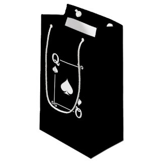 Matching Queen Spades Suit Playing Cards Modern Small Gift Bag