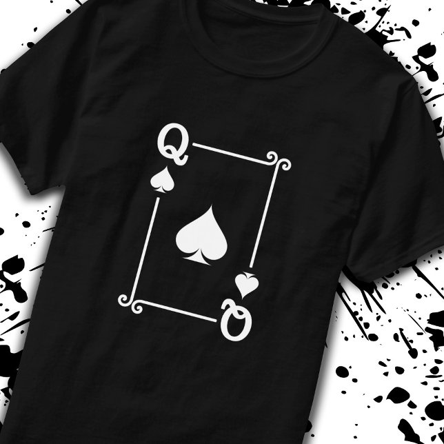 Matching Queen Spades Suit Playing Cards Modern T-Shirt (Creator Uploaded)