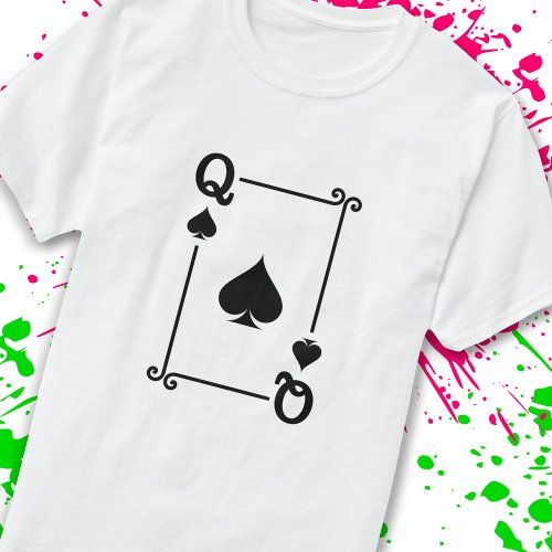 Matching Queen Spades Suit Playing Cards Modern T_Shirt