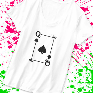 Matching Queen Spades Suit Playing Cards Modern T-Shirt