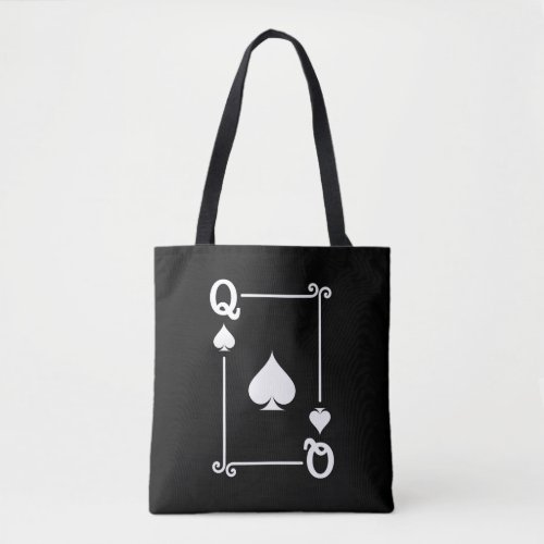 Matching Queen Spades Suit Playing Cards Modern Tote Bag