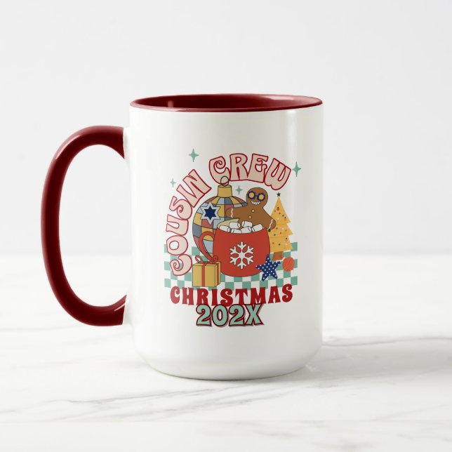 Matching retro cousin crew Christmas kids Mug (Left)