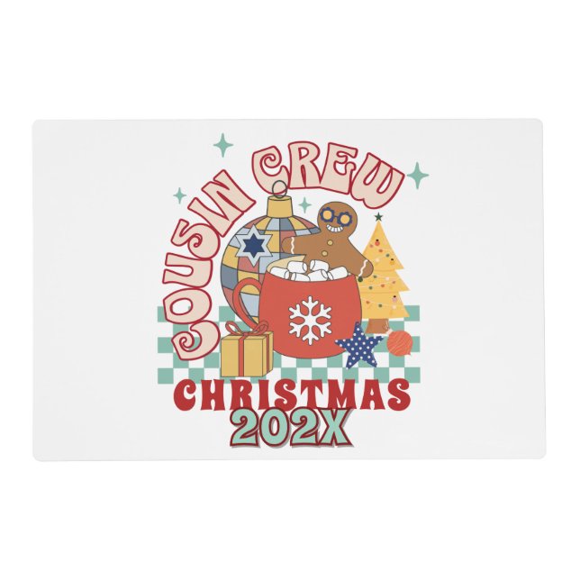 Matching retro cousin crew Christmas kids Placemat (Front)