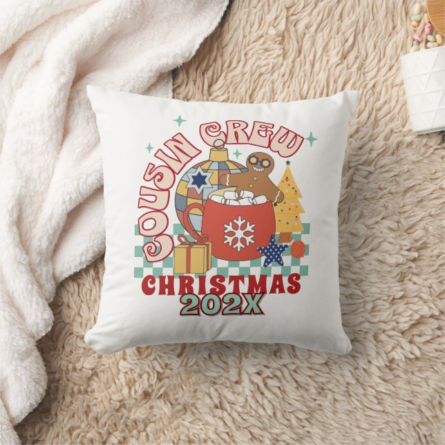 Matching retro cousin crew Christmas kids Throw Pillow (Blanket)
