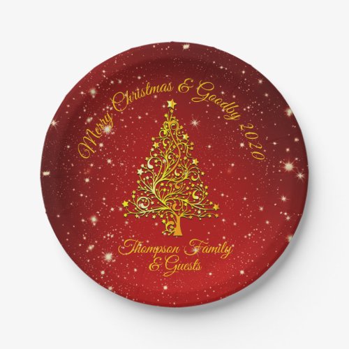 Matching Set Christmas Red Gold Tree Stars Name 7 Paper Plates