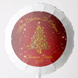 Matching Set Christmas Red Gold Tree Stars Name Balloon