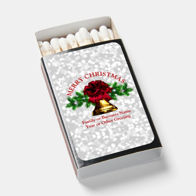 Matching Set - Gold Bell Red Bow Christmas 20xx  Matchboxes (Front Open)