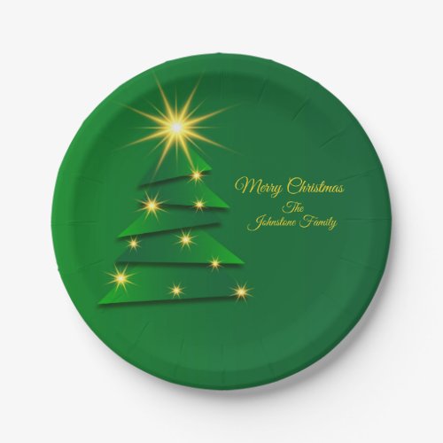 Matching Set Green Tree 20xx Change Name 7 Paper Plates