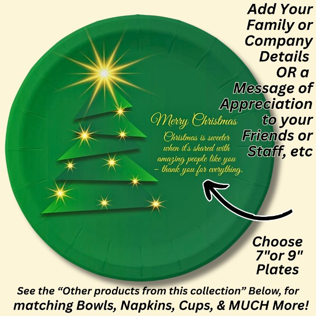 Matching Set Green Tree 20xx Change Name 7" Paper Plates (Creator Uploaded)