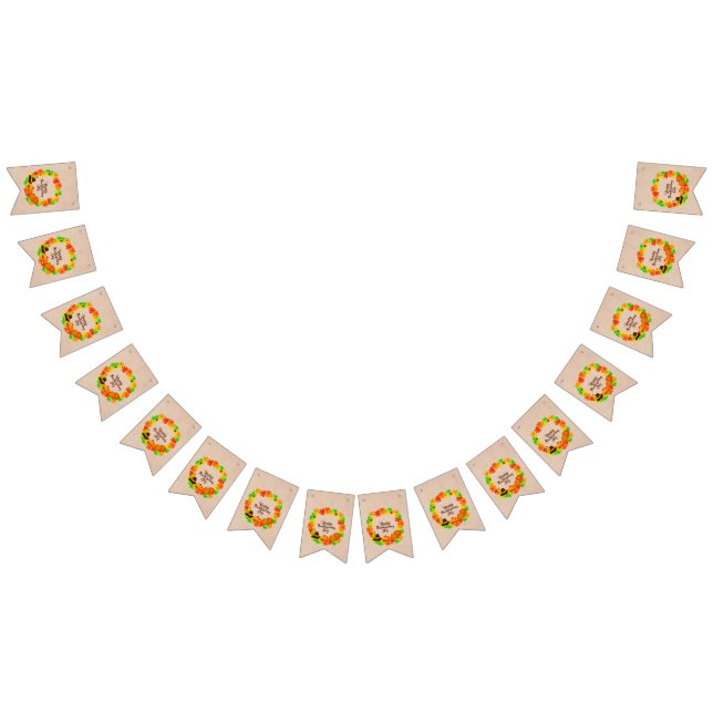 Matching Set Thanksgiving Green Gold Wreath Hat Bunting Flags (All)