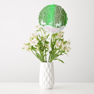 Matching Set White Reindeer Edit Name Green Medium Balloon