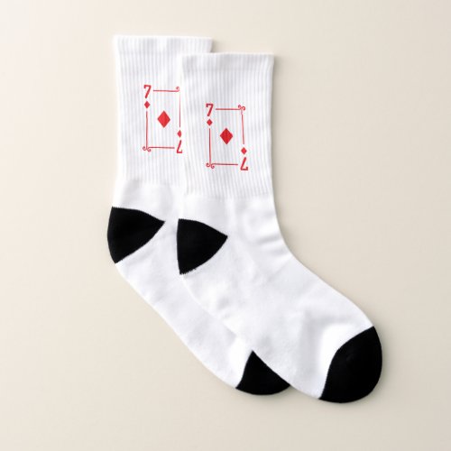 Matching Seven Diamonds Suit Playing Cards 7 Socks