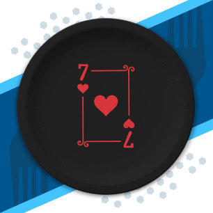 Matching Seven Hearts Suit Playing Cards Modern 7 Paper Plates