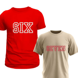 Matching Six and Seven Font Based Couple T-Shirt Tri-Blend Shirt