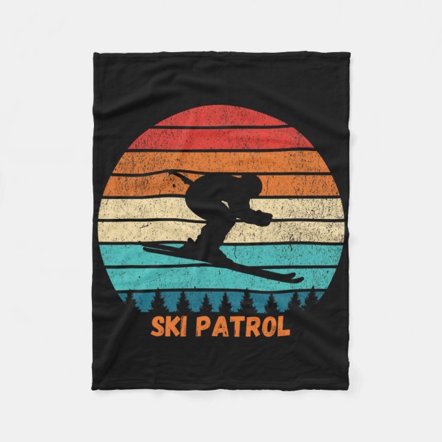 Matching Ski Patrol Ski Resort Winter Skiing Sunse Fleece Blanket (Front)