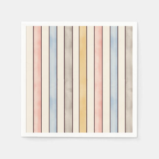 Matching, Subdued Pink, Yellow and Blue Stripes Napkins