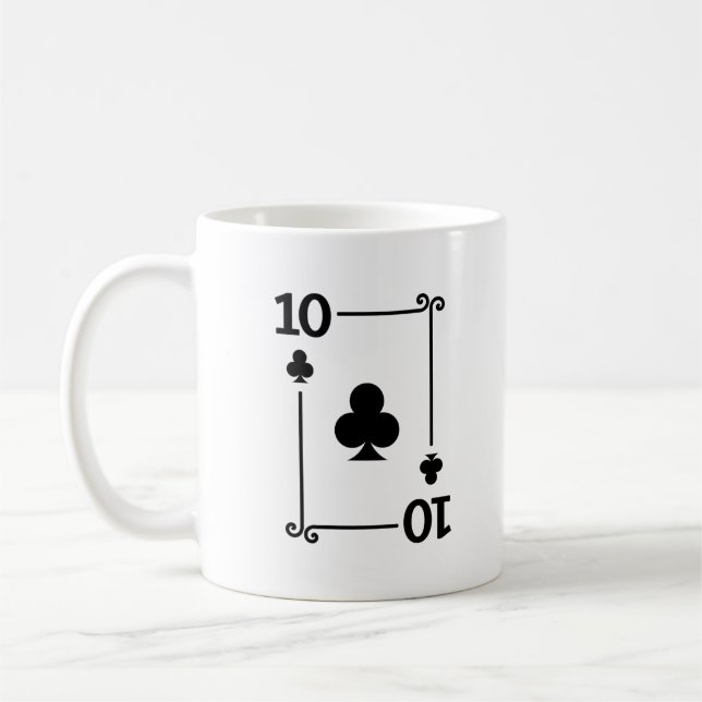 Matching Ten Clubs Suit Playing Cards Modern 10 Coffee Mug (Left)