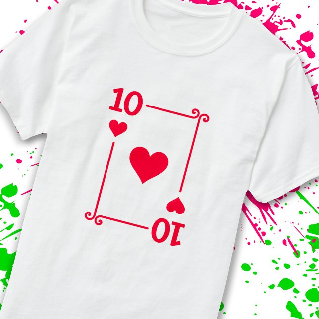 Matching Ten Hearts Suit Playing Cards Modern 10 T-Shirt (Creator Uploaded)