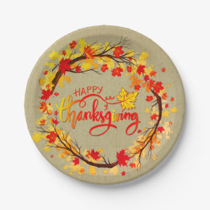 Matching Thanksgiving Autumn Leaf Tones 7" (small) Paper Plates