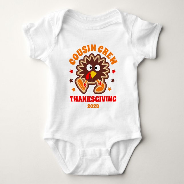 Matching Thanksgiving Cousin Crew Turkey Baby Bodysuit (Front)
