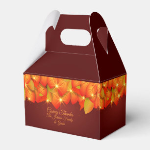 Matching Thanksgiving Orange Leaf Name Year Favor Boxes
