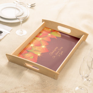 Matching Thanksgiving Orange Leaf Name Year Servin Serving Tray