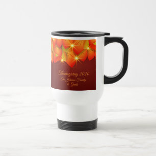 Matching Thanksgiving Orange Leaf Name Year Travel Mug