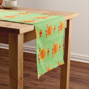 Matching Thanksgiving Watercolor Pumpkin 16" x 90" Medium Table Runner