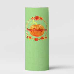 Matching Thanksgiving Watercolor Pumpkin Tall Pillar Candle
