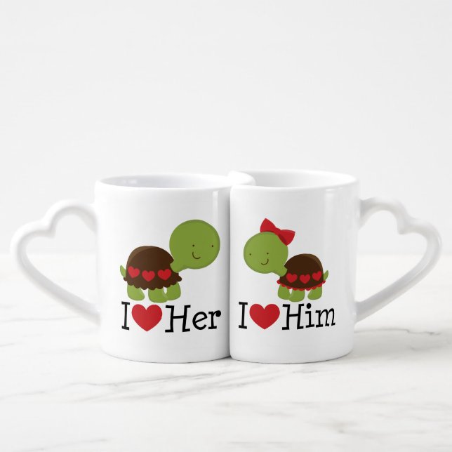 Matching Turtle Couple Love Mugs (Front Nesting)