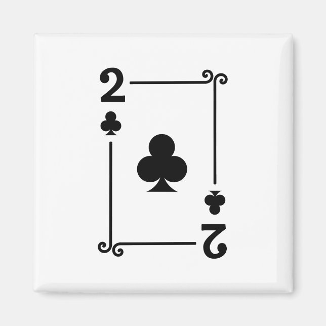 Matching Two Clubs Suit Playing Cards Modern 2 Magnet (Front)