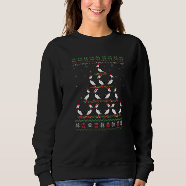 Matching Ugly Christmas Ornament Decor Xmas Puffin Sweatshirt (Front)