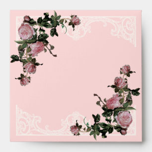 Matching Wedding Envelopes, Trellis Rose Vintage Envelope