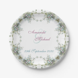 Matching wedding set forget me nots paper plates