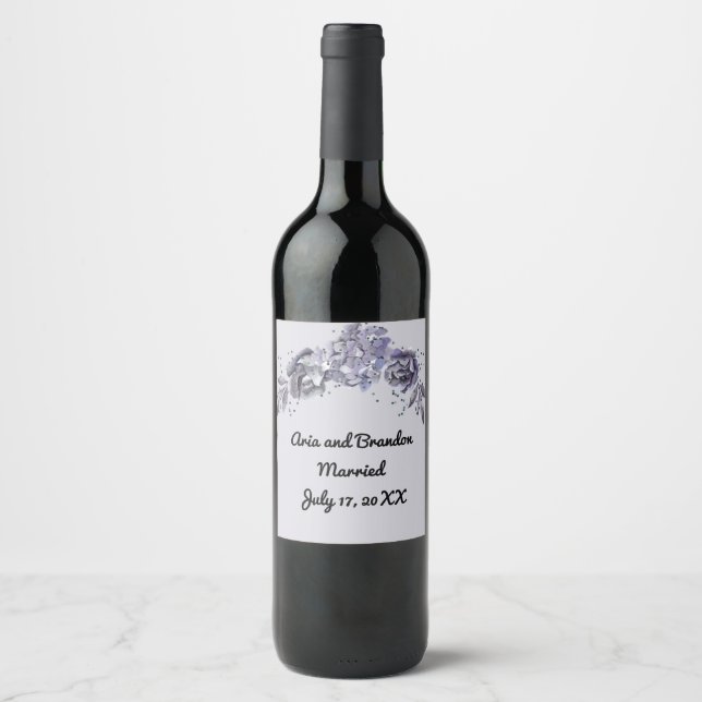 Matching Wine Label for Wedding in Slate Blue (Front)