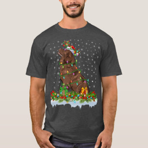 Matching Xmas Lighting Santa Newfoundland Dog Chri T-Shirt