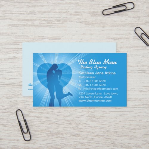 Matchmaker dating agency blue business card